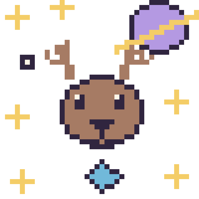 Modèle de pixel art Cerf dans l’espace sur une grille de 40 par 40 cases