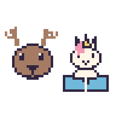 Pixel art Cerf et Licorne avec un livre, grille 48 × 48