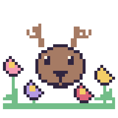 Pixel art Cerf dans le jardin, grille 40 × 40