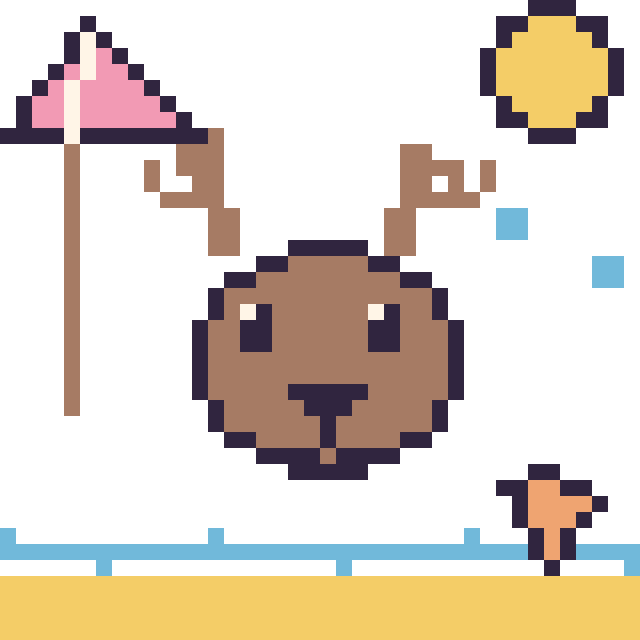 Modèle de pixel art Cerf à la plage sur une grille de 40 par 40 cases