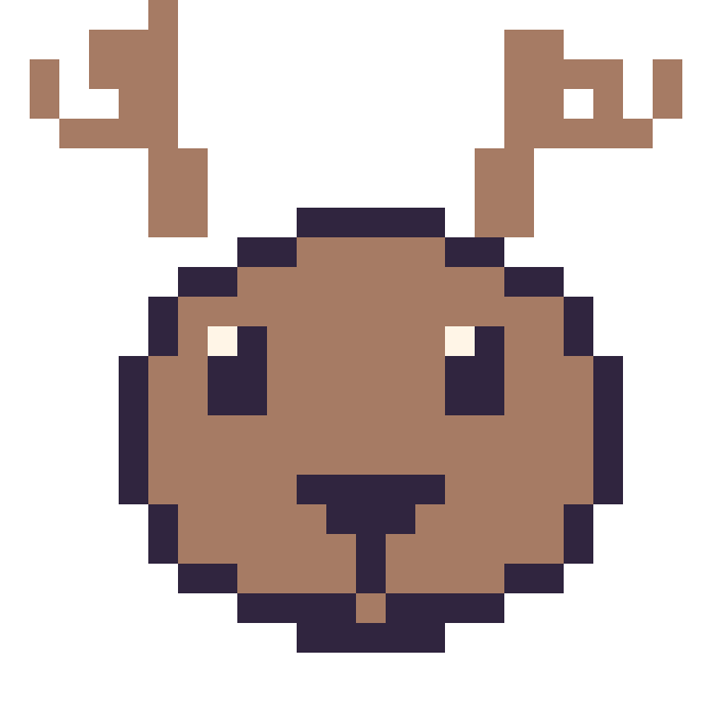 Modèle de pixel art Cerf sur une grille de 24 par 24 cases
