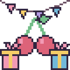 Pixel art Cerise pour un anniversaire, grille 40 × 40