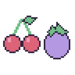 Pixel art Cerise et Aubergine, grille 48 × 48