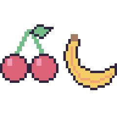 Pixel art Cerise et Banane, grille 48 × 48