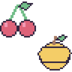 Pixel art Cerise et Citron, grille 48 × 48