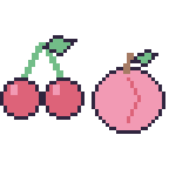 Pixel art Cerise et Pêche, grille 48 × 48