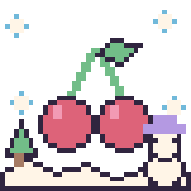 Modèle de pixel art Cerise en hiver sur une grille de 40 par 40 cases