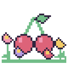 Pixel art Cerise dans le jardin, grille 40 × 40