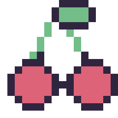 Pixel art Cerise kawaii 16 × 16, grille 16 × 16