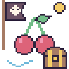 Pixel art Cerise en aventure pirate, grille 40 × 40