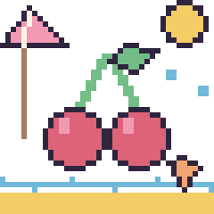 Pixel art Cerise à la plage, grille 40 × 40