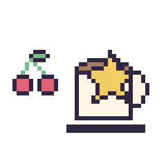 Pixel art Cerise simple 12 × 12 et Tasse de thé avec une étoile, grille 40 × 40