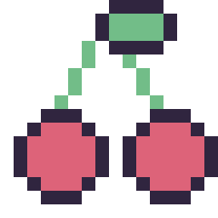 Pixel art Cerise simple 16 × 16, grille 16 × 16