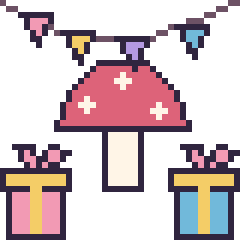 Pixel art Champignon pour un anniversaire, grille 40 × 40