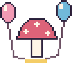 Pixel art Champignon avec des ballons, grille 40 × 40