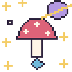Pixel art Champignon dans l’espace, grille 40 × 40