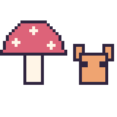 Pixel art Champignon et Renard Minecraft 16 × 16, grille 40 × 40