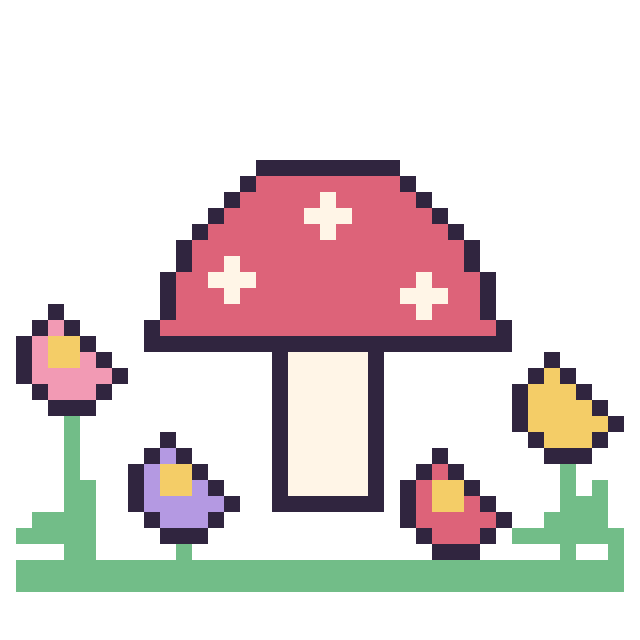 Modèle de pixel art Champignon dans le jardin sur une grille de 40 par 40 cases