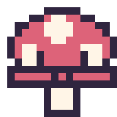 Pixel art Champignon kawaii 16 × 16, grille 16 × 16