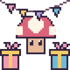 Pixel art Champignon Mario pour un anniversaire, grille 40 × 40