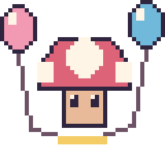 Pixel art Champignon Mario avec des ballons, grille 40 × 40