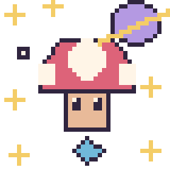 Pixel art Champignon Mario dans l’espace, grille 40 × 40