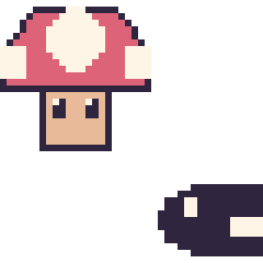 Pixel art Champignon Mario et Bill Balle mini, grille 40 × 40
