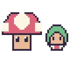 Pixel art Champignon Mario et Bowser Junior mini, grille 40 × 40