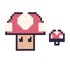 Pixel art Champignon Mario et Champignon simple 10 × 10, grille 40 × 40