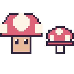 Pixel art Champignon Mario et Champignon simple 16 × 16, grille 40 × 40