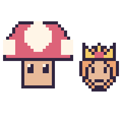 Pixel art Champignon Mario et Daisy mini, grille 40 × 40