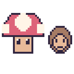 Pixel art Champignon Mario et Donkey Kong mini, grille 40 × 40