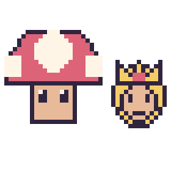 Pixel art Champignon Mario et Harmonie mini, grille 40 × 40