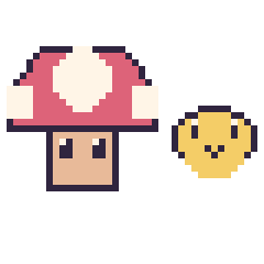 Pixel art Champignon Mario et Koopa mini, grille 40 × 40