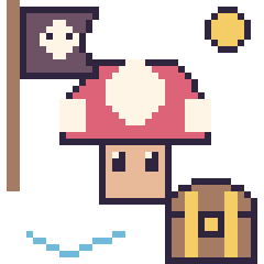 Pixel art Champignon Mario en aventure pirate, grille 40 × 40