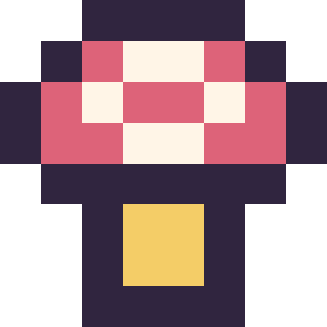 Modèle de pixel art Champignon mini sur une grille de 8 par 8 cases