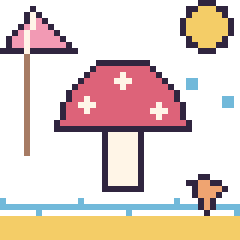 Pixel art Champignon à la plage, grille 40 × 40