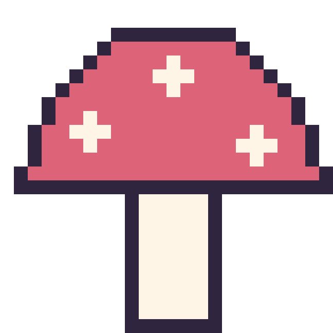 Modèle de pixel art Champignon sur une grille de 24 par 24 cases