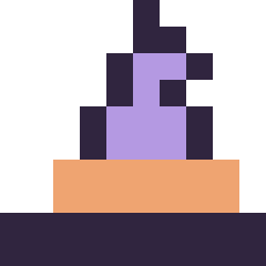 Pixel art Chapeau de sorcière simple 10 × 10, grille 10 × 10