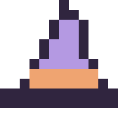 Pixel art Chapeau de sorcière simple 12 × 12, grille 12 × 12