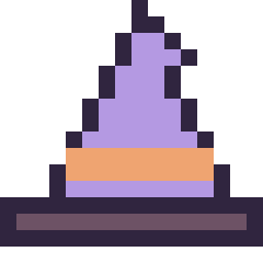 Pixel art Chapeau de sorcière simple 16 × 16, grille 16 × 16