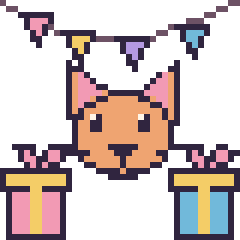 Pixel art Chat pour un anniversaire, grille 40 × 40