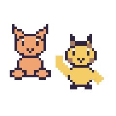 Pixel art Chat assis et Girafe qui fait coucou, grille 48 × 48