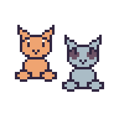 Pixel art Chat assis et Loup assis, grille 48 × 48