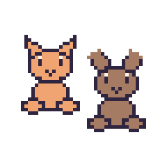 Pixel art Chat assis et Renne assis, grille 48 × 48