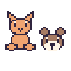 Pixel art Chat assis et Singe en portrait, grille 40 × 40