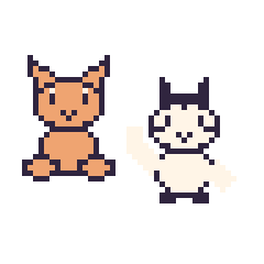 Pixel art Chat assis et Zèbre qui fait coucou, grille 48 × 48