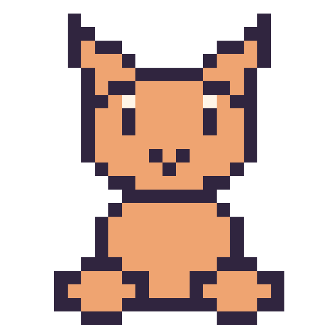 Modèle de pixel art Chat assis sur une grille de 24 par 24 cases
