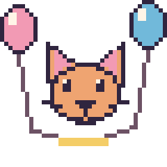 Pixel art Chat avec des ballons, grille 40 × 40