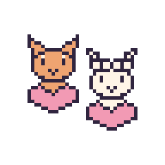 Pixel art Chat avec un cœur et Alpaga avec un cœur, grille 48 × 48